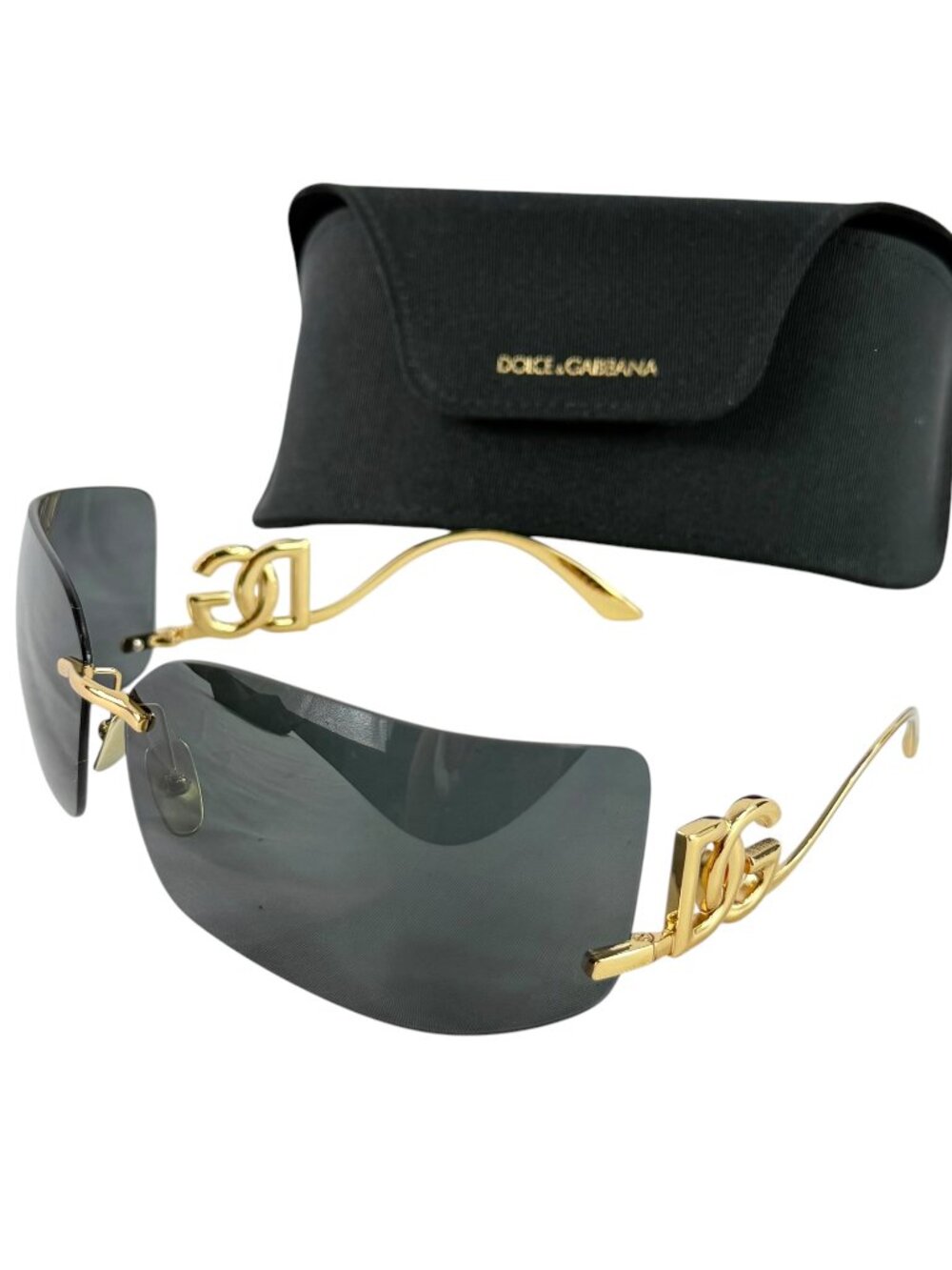 DOLCE & GABBANA DG2319 Gold Frame Black Sunglasses Made in Italy